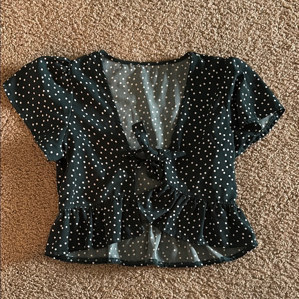 Polka Dot Green Blouse